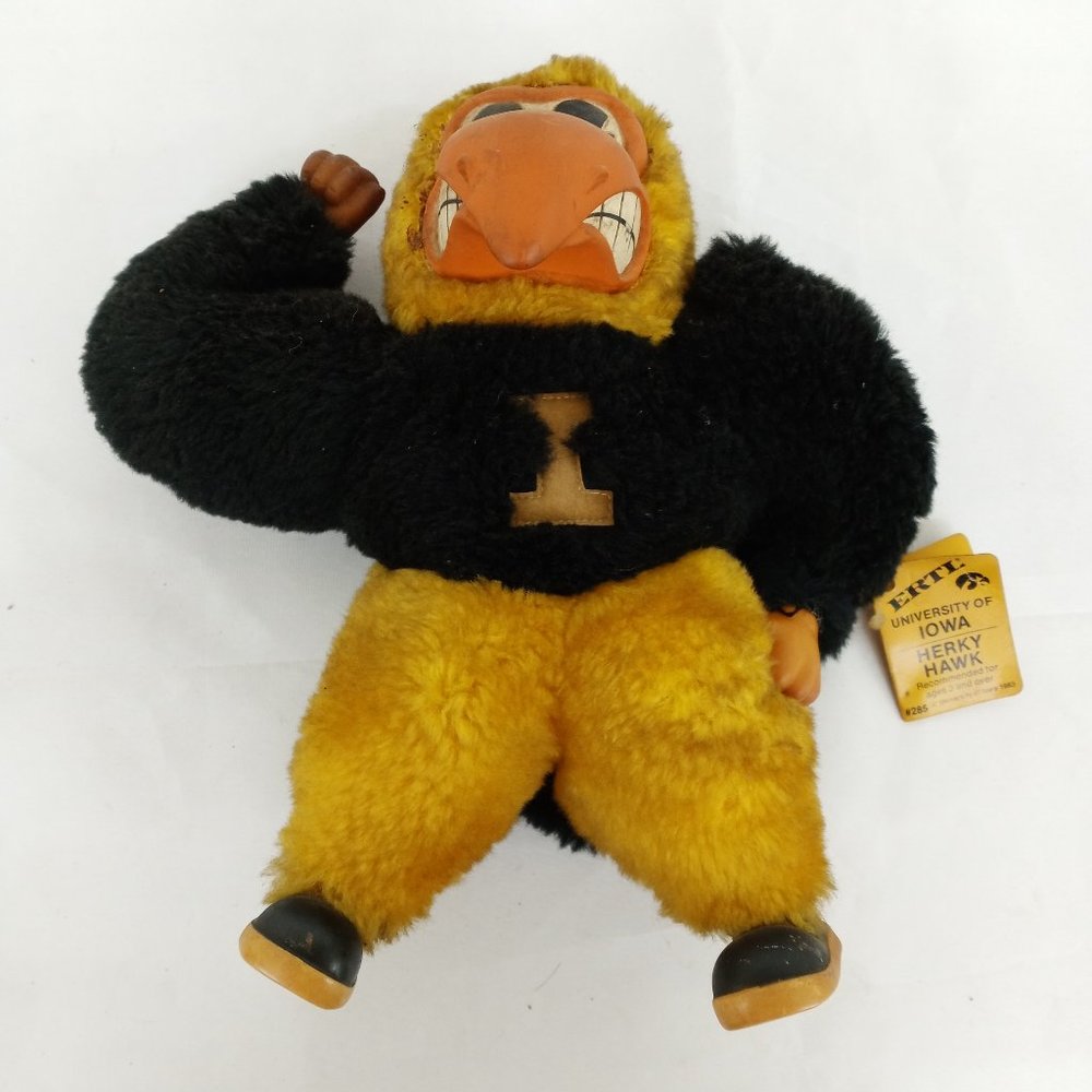 University of Iowa Mascot Plush Henry Hawk Vintage Ertl 1983